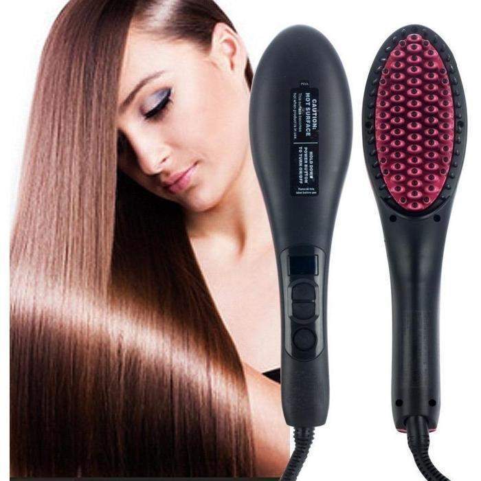Straight Artifact LCD Hair Straightening Brush-Black