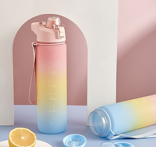 1L Motivational Water Bottle With Straw
