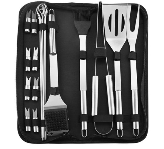 18 Piece Stainless Barbeque Tool Set With Bag
