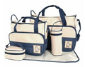 5 in 1 Multifunctional Baby Bag - Navy Dots